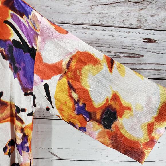 Natori Women's Satin Watercolor Pansy Pockets Night Shirt Dress Size Small - Picture 7 of 15
